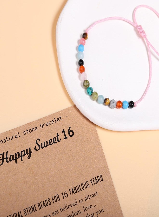 Korotho Sweet 16 Gifts for Her, 16 Year Old Women Birthday Bracelet Happy Turning 16th Milestone Birthday Gift Best Sweet 16 Gifts Natural Crystal Beads Bracelet for Daughter Friend Niece - Image 2